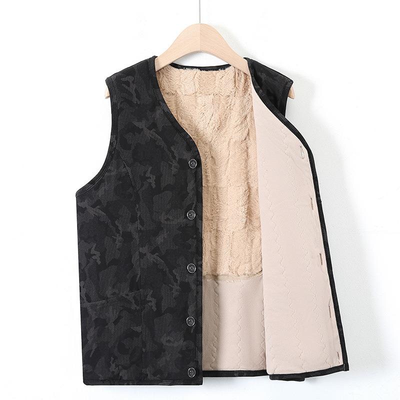 

Папин жилет осень и зима мужской флисовый утолщенный жилет жилет дедушки кардиган теплый жилет 5XL (recommended 160-90kg)