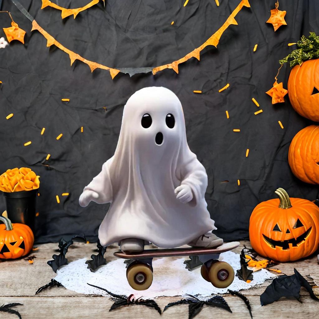 Halloween Skateboarding Ghosts Resin Decorative Ornament