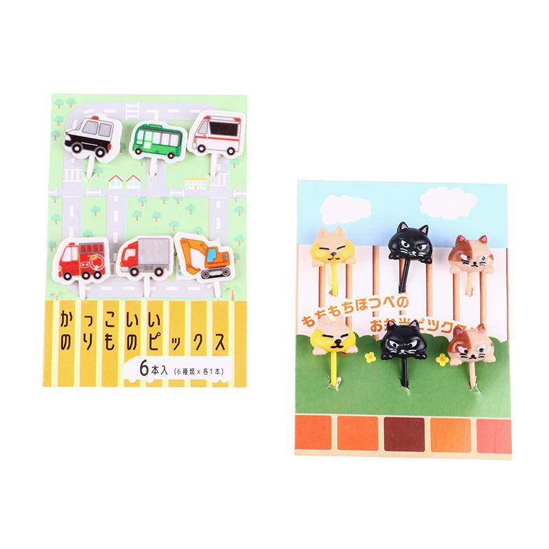6Pcs Animal Cat Paw Fruit Fork Mini Cartoon Children Snack Cake Pick Toothpick