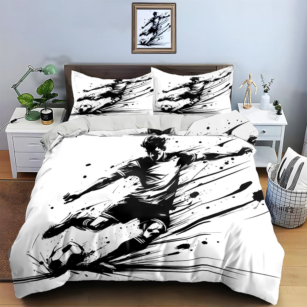 Soccer player and ball. Bedding sets Duvet cover sets Duvet covers Pillowcases(1 * Duvet Cover 2 * Pillowcases, without duvet insert)