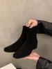 Thick Heel Square Head Korean Small Ankle Boots Women's Shoes 2025 New Spring, Autumn and Winter Velvet Thin Short Boots Martin Boots
