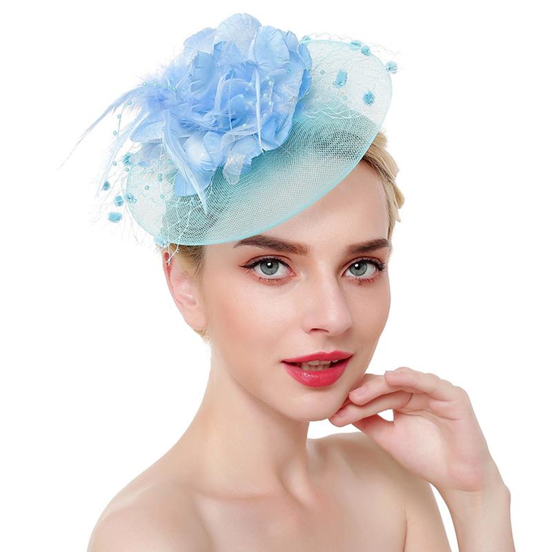 1Pc Hair Accessories Stylish Mesh Ladies Feather Wedding Tea Party Fascinator Hat Flower Hair Clip