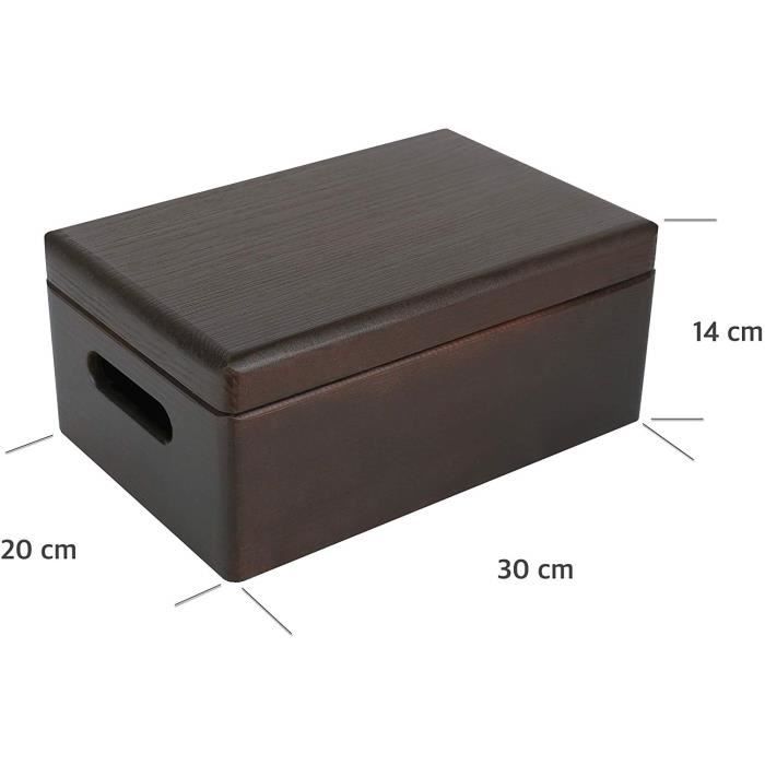 Wooden Storage Box To Decorate Brown | 30 X 20 X 14 Cm | with Lid and Handles