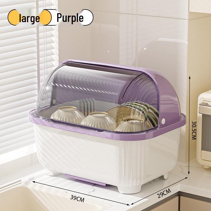 Foldable Transparent Dish Drying & Storage Rack with Lid