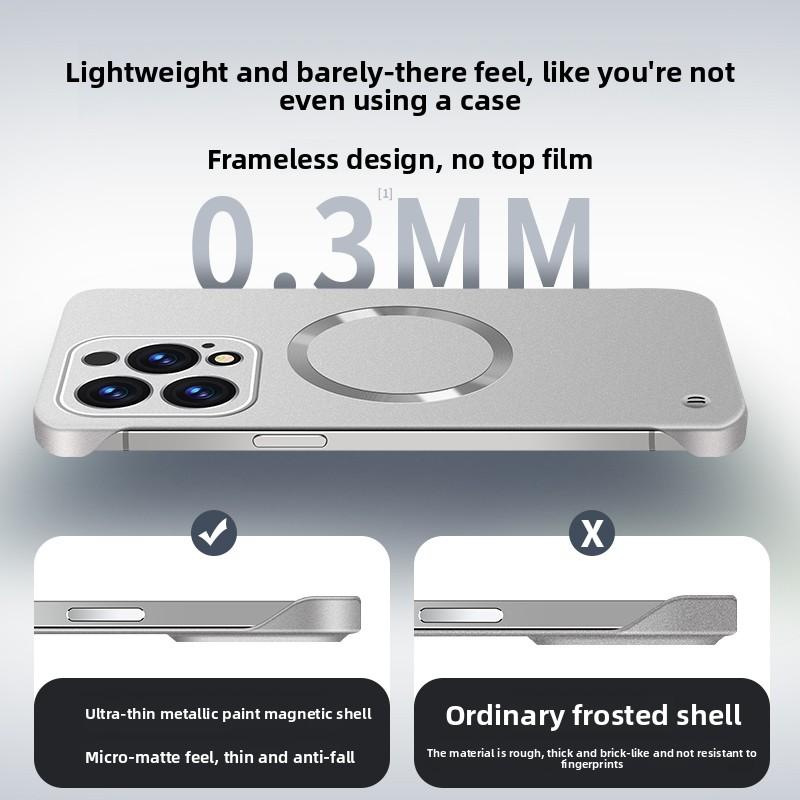 Frameless Magnetic Phone Case For iPhone 17 Air 16 15 14 13 12 Pro Max Plus For Magsafe Solid Color Hard PC Back Cover