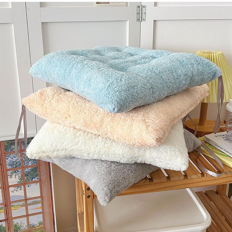 Double-Sided Long Plush Seat Cushion – Soft, Solid Color Chair Pad for Home, Balcony, Tatami Floor Mat, or Student Chair.
