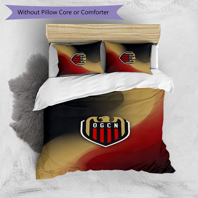 OGC Nice FC Printed 3PCS Bedding Set Breathable Duvet Cover with Pillowcases Decorative Bed Linen for Bedroom Home