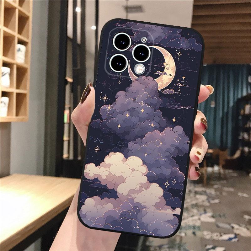 Scenery Anime Art Night Sky Stars moon Phone Case For iphone 17 Pro Max Air 16 15 14 13 Pro Max 15 16 Pro 15Plus
