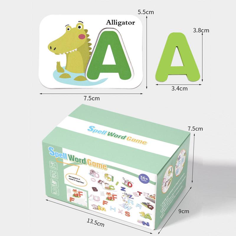 Montessori Wooden Spell Word Game Letter Cognitive Card Matching Games Early Learning Education Educational Toys For Children