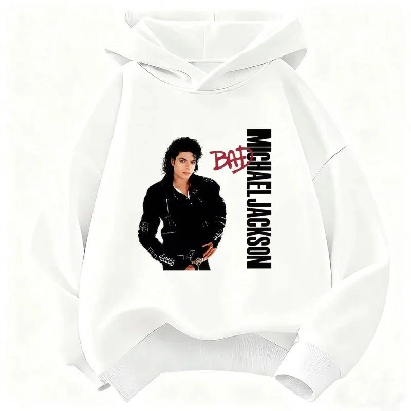 2026 Nuovo Felpa con Cappuccio Stampata Michael Jackson Moda Autunnale Casual da Esterno Felpa Manica Lunga Larga Streetwear per Bambini