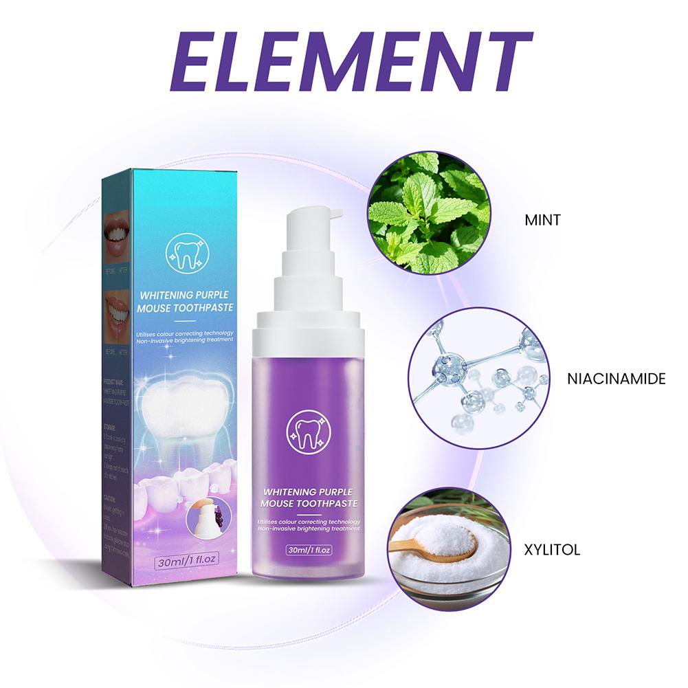 30 ml Zubní pasta na odstranění skvrn na zuby Zubní pasta Purpurová zubní pasta Čištění úst pro bělení zubů dospělých