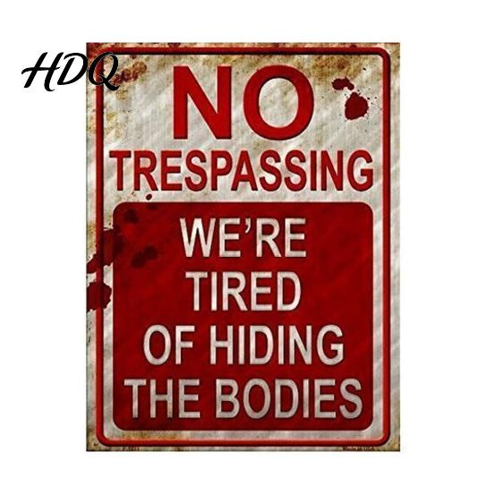Retro Warning Sign Vintage No Trespassing Metal Sign Rusty Wall Art Plaque S