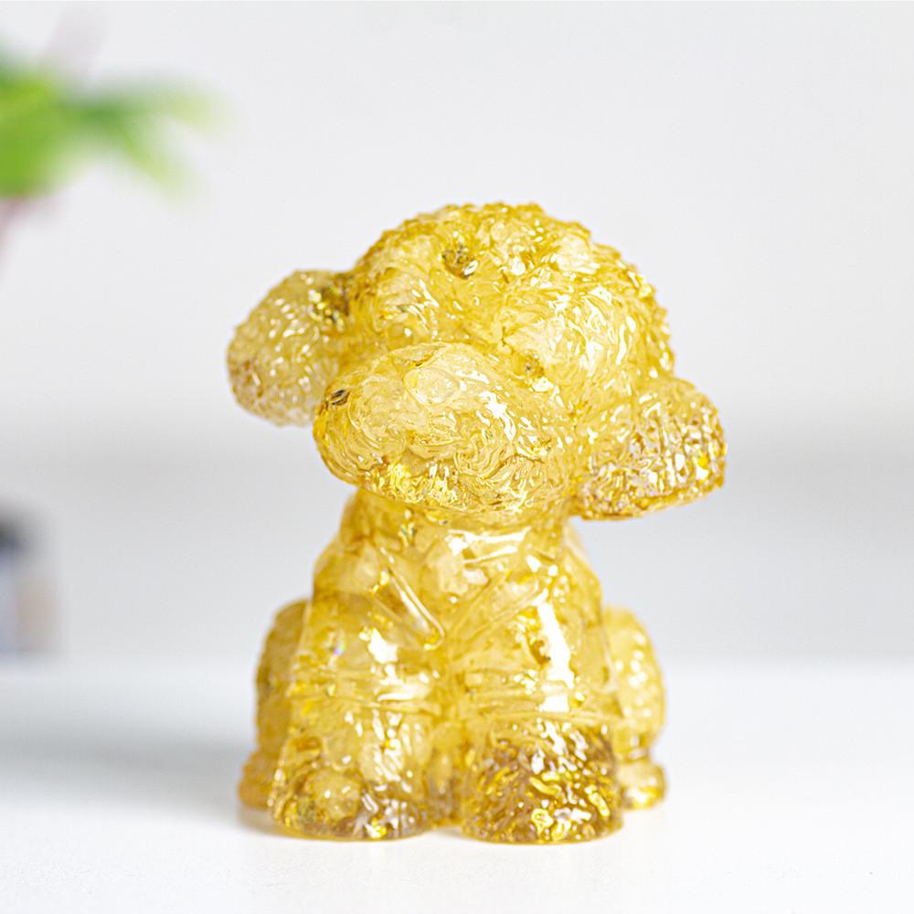 Figurine Chien Teddy Art Résine Décoration Cristal Pour Cadeau Et Décoration Intérieure