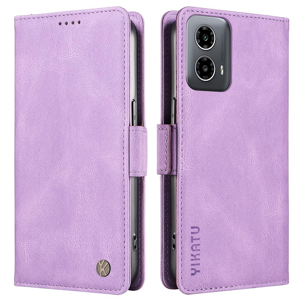 

For Motorola Moto G45 5G/G34 5G Case Card Slot Skin-Touch Leather Magnetic Clasp Phone Cover Purple