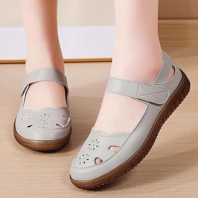 Women's Sandals Summer Mary Jane Beach Shoes White Flat Shoes Casual Soft Walking Sandals for Girl Plus Size