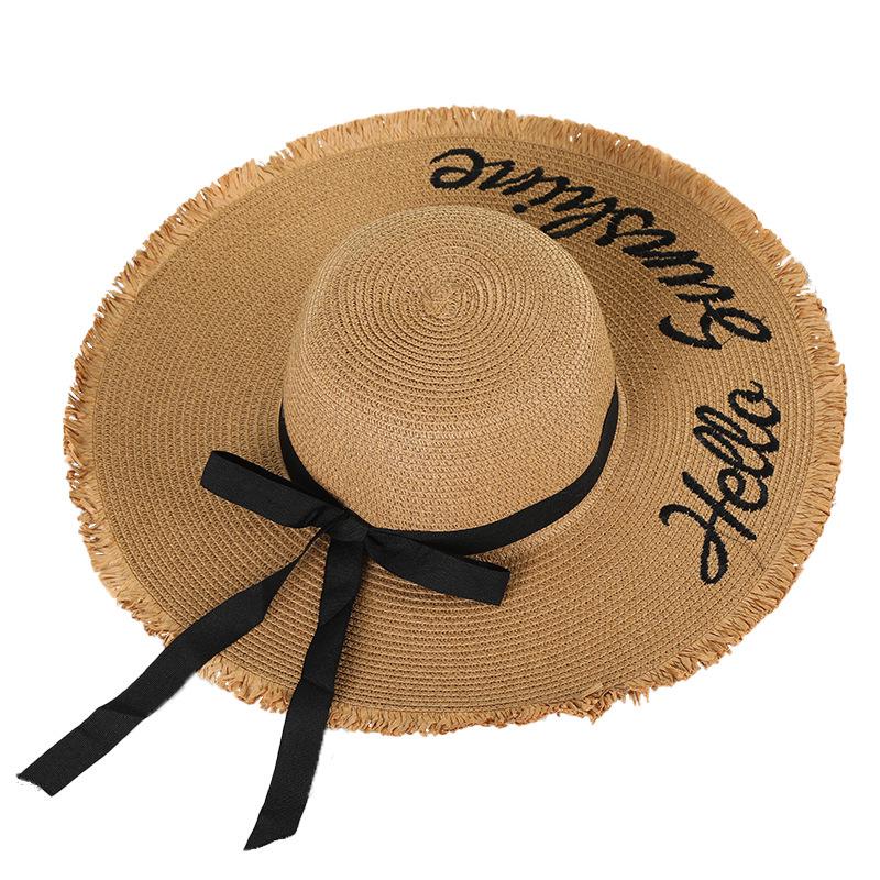 Women's Wide Brim UV Protection Beach Hat - Summer Seaside Vacation Sunscreen Hat
