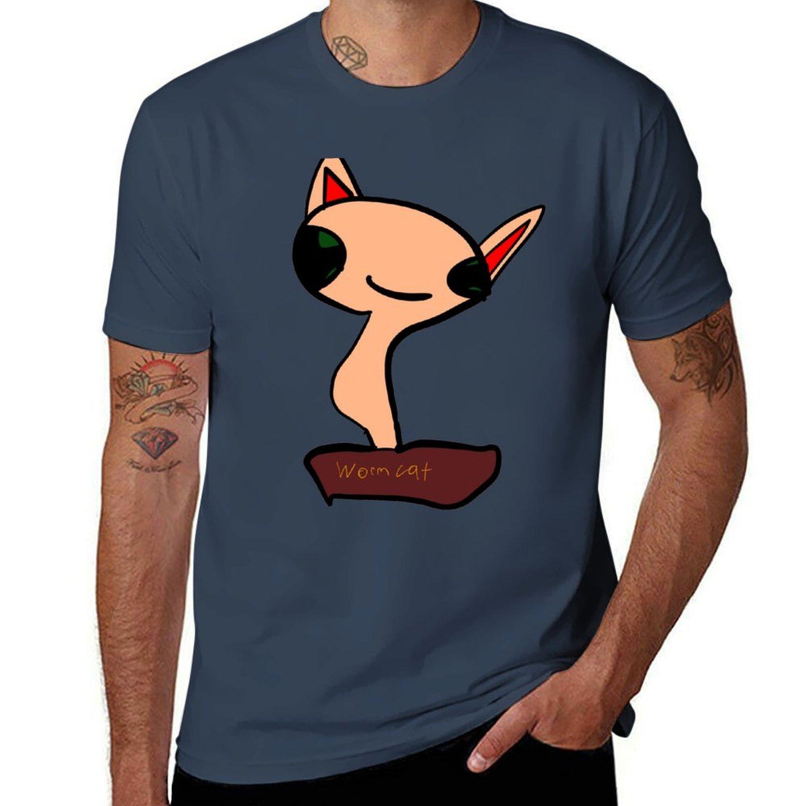 Worm Cat T-Shirt funny t shirts cotton man graphic t shirt man t shirt designer T-Shirt S