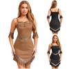 Women Aboriginal Dress Faux Suede Material Tassel Details Armbands Retro Design Sling Style Tribe Outfit