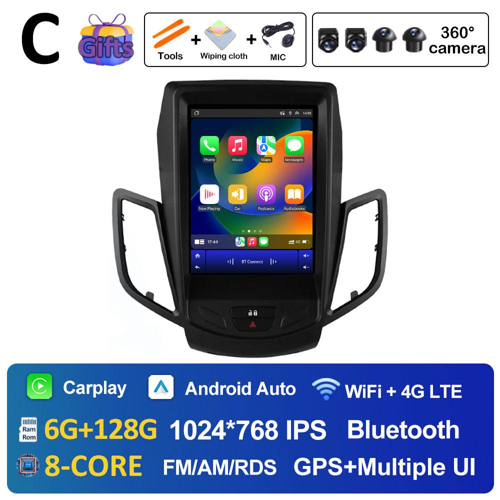 Wireless Carplay DSP Stereo For Ford Fiesta MK7 2009 2010 2011 2012 2013 2014 2015 2016 Android 14 Cooling fan GPS Navigation BT