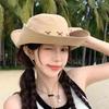 Vintage Women Bohemian Cowboy Hat Women Beach Sunscreen Hat Western Style Large Brim Bucket Hat Foldable Cowboy Caps