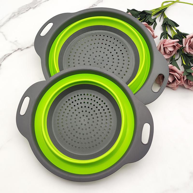 Round Collapsible Colander & Telescopic Fruit Basket with Handle - Vegetable Washing Gadget