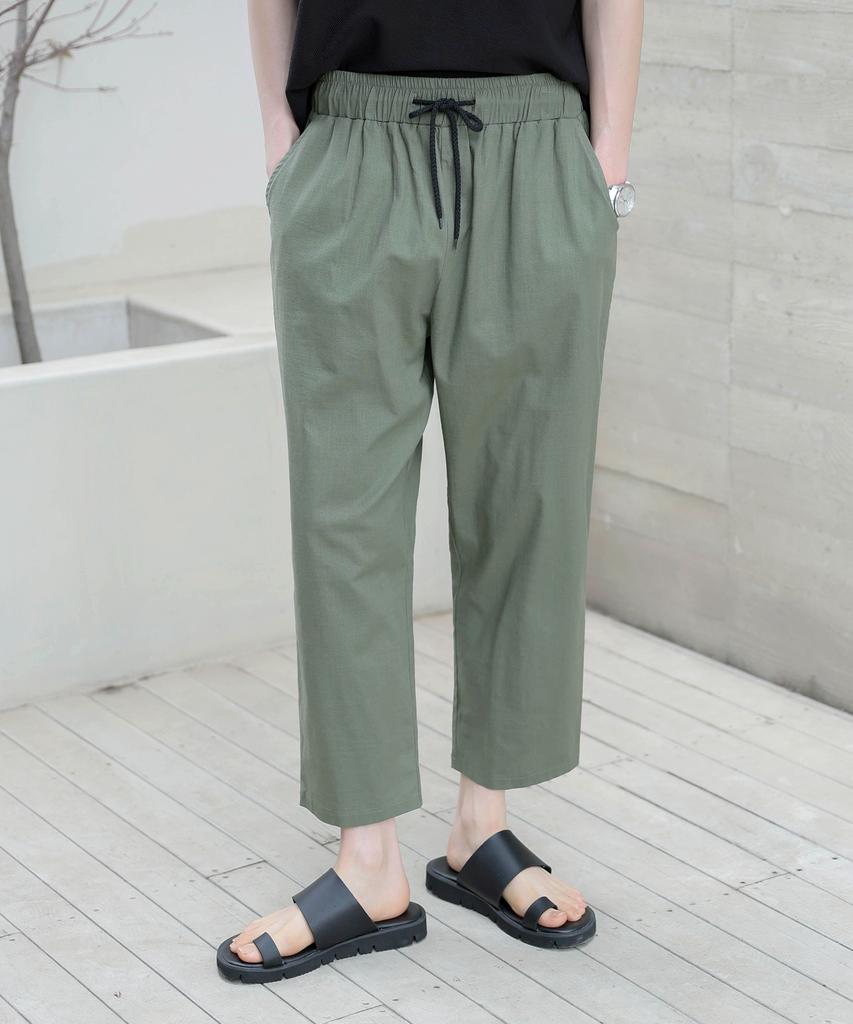 Jikeulib Elastic Waist Spandex Crooked Wide Pants