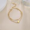 Four Leaf Clover Bracelet Women's Double Layer Beads Chain Hand Bracelets Lucky Jewelry For Friendship Gift