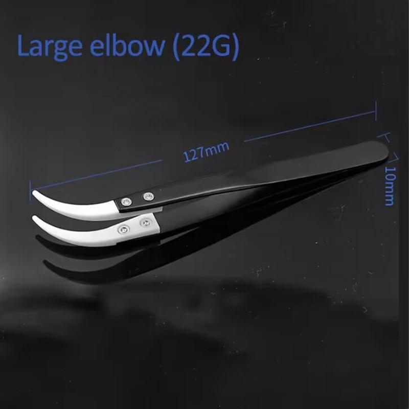 

Керамические наконечники пинцеты кислотостойкие антистатические электронные паяльные пинцеты с маленьким изогнутым/большим изогнутым/прямым наконечником Big Curved Tip чёрный