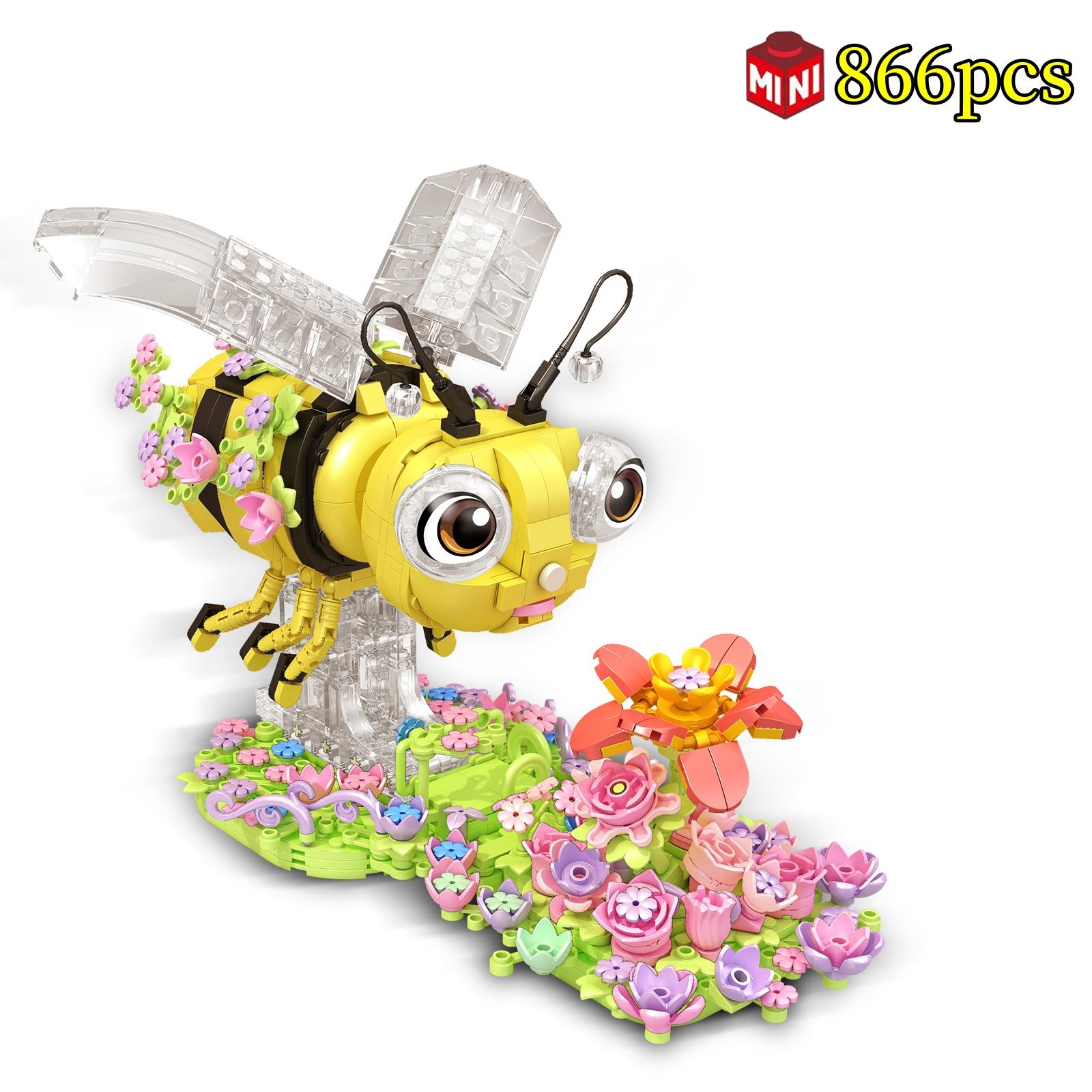 

Non-Toxic Creative Series Bee Flower Sea Mini Building Block Animal World Insect Life Set Kid Assembly Toy Birthday Gift For Children And Children