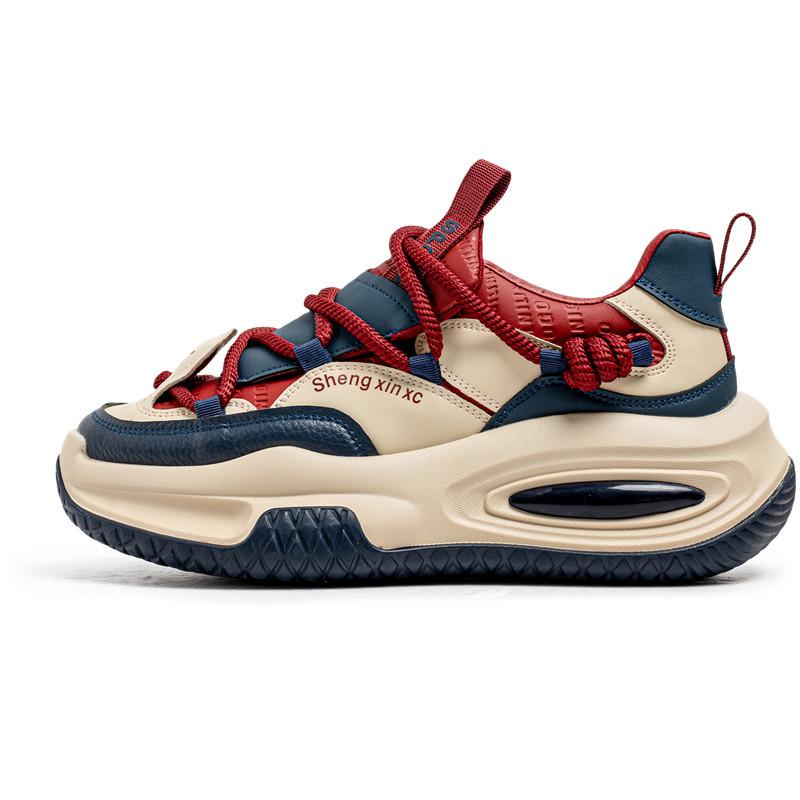 22 autumn and winter thick-soled heightening dad shoes trendy leather surface casual air cushion sports shoes