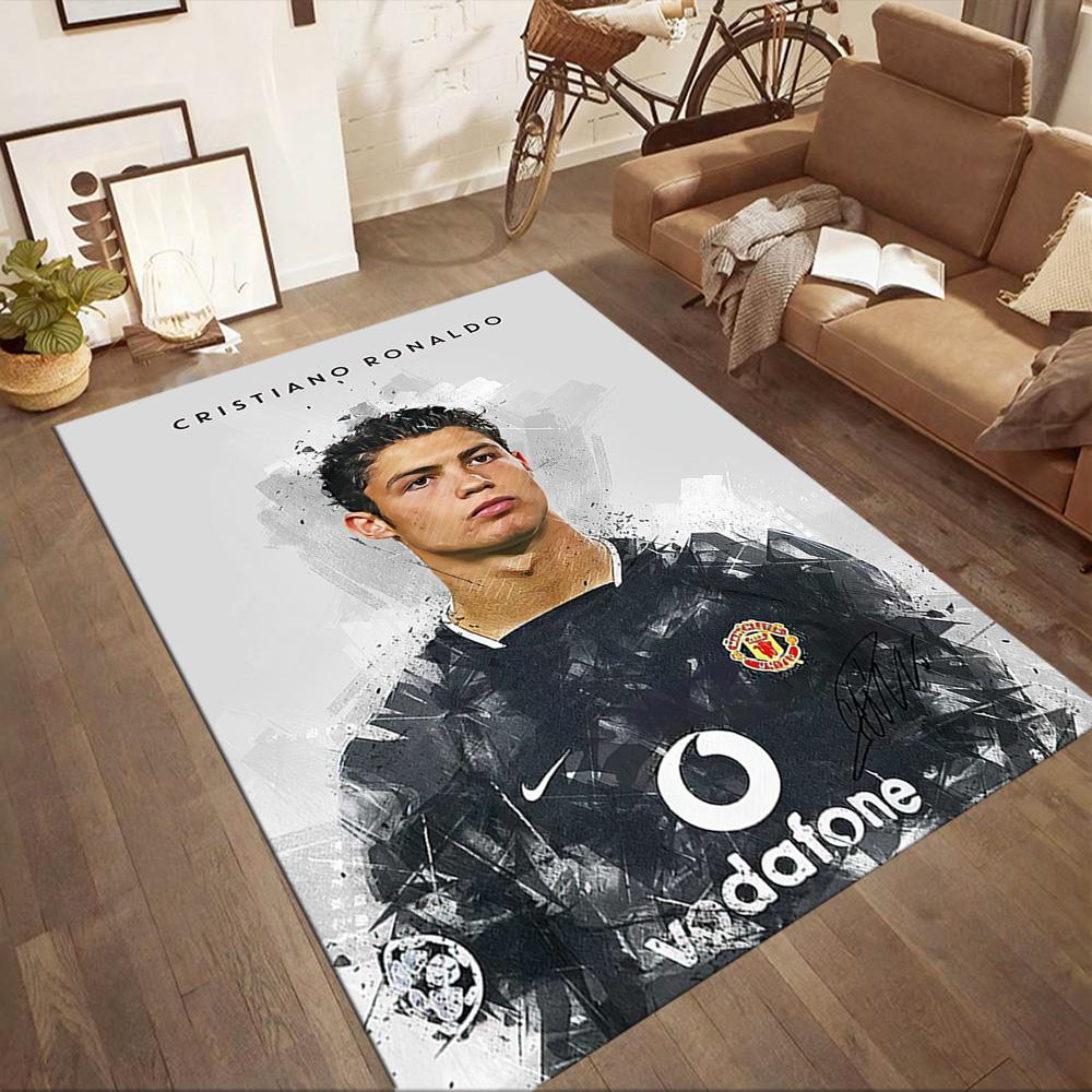 Ronaldo's Vodafone Legacy Square Rugs Are a Great Choice for Living Rooms, Bedrooms, Home Décor, and As Gifts.