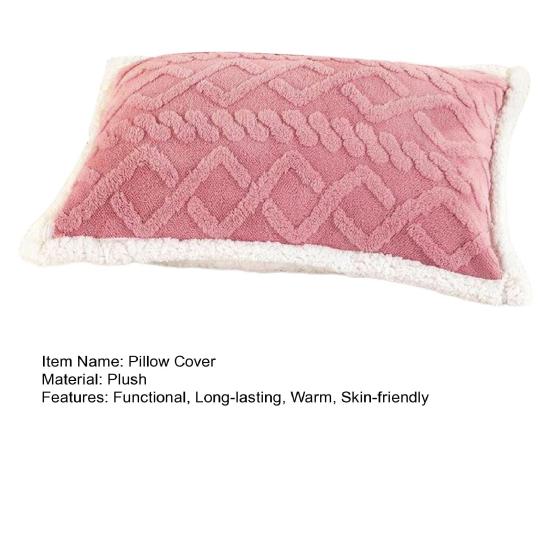 Plush Pillow Cover Winter Warm Pillow Cover Double-Sided Fuzzy Pillowcase Pillow Protector for Bedroom Dormitory Decoration