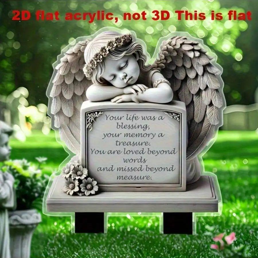 1 classic angel commemorative plaque, ground installation, weather resistant outdoor decoration, Easter commemoration