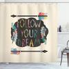Folge Deinem Traum Duschvorhang Boho Pfeil Feder Design Inspirierendes Zitat Künstlerisches Thema Badezimmer Dekoration Wasserdichter Stoff