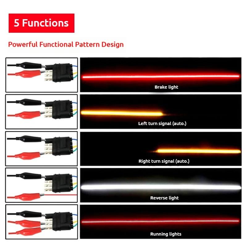 Hot selling pickup truck rear taillight multi-function three-row three-color flowing light lamp tube car pickup truck modificati
