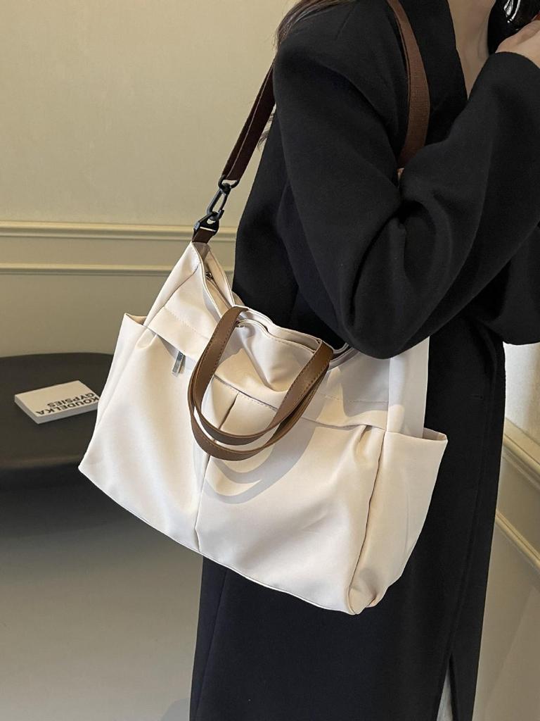 Korean Style Women's Large Nylon Tote Bag - Versatile Canvas Shoulder Bag
