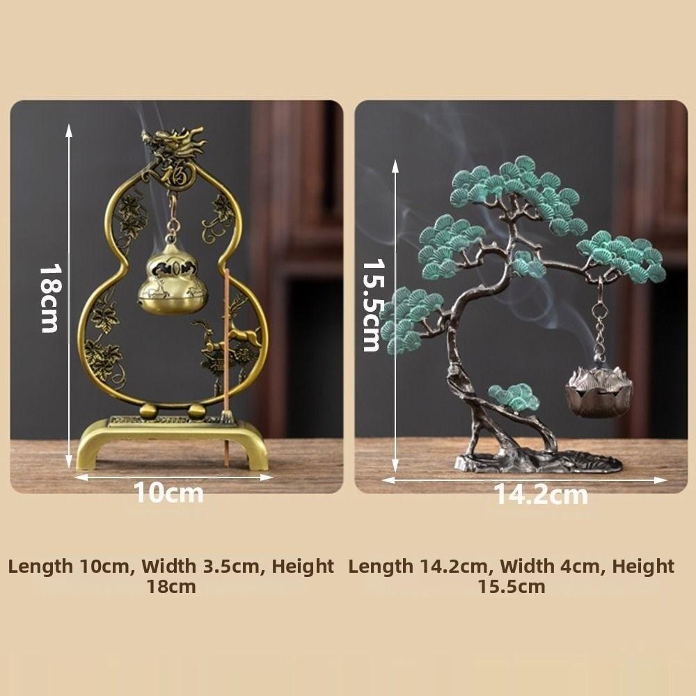 Chinese Style Vertical Incense Burner Zinc Alloy Good Symbolism Indoor Aromatherapy Pine Gourd Vintage Incense Burning