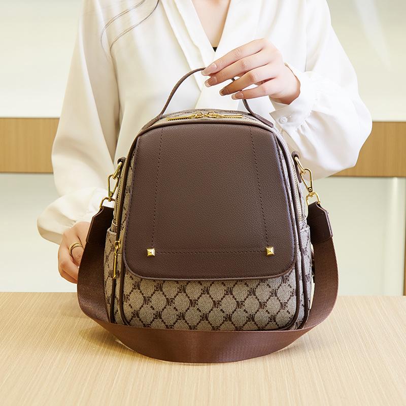 

Новый модный маленький кожаный рюкзак, трендовая женская сумка с принтом, одинарный/двойной, два способа ношения, повседневный простой рюкзак для женщин