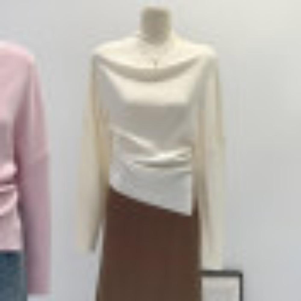 

Стильный женский трикотажный базовый слой с длинным рукавом на одно плечо для осени и зимы, излучающий изысканность и моду. one size белый