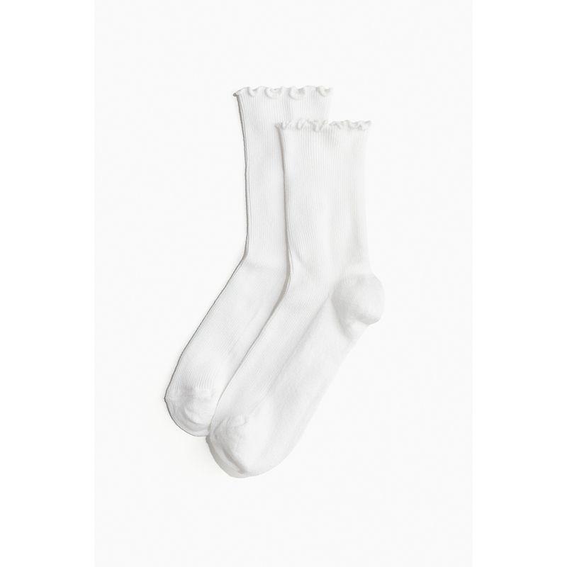 

HM Women s Intimates Socks 5 Pairs Autumn Mid-Calf Length Soft Socks Rib Knitted Socks 1246013 White 21-22