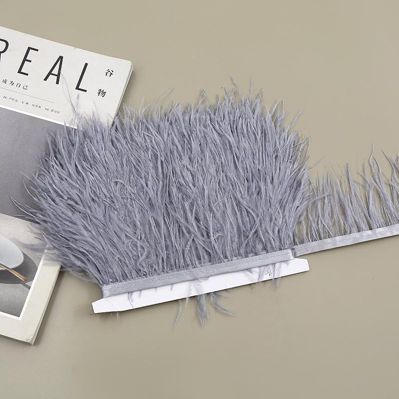 Color 8-10 Cm Ostrich Hair Cloth Edge Clothing Cuffs Hem Ostrich Feather Strips Cloth With Accessories Lace