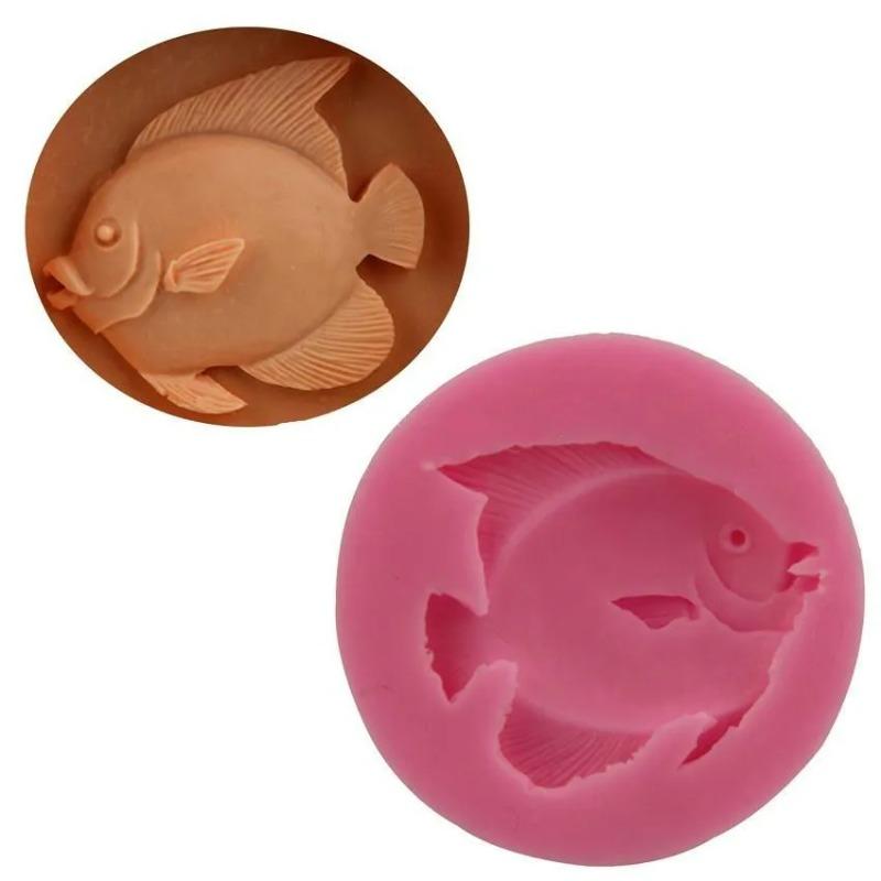Cupcake Jelly Candy Chocolate Decoratio Animal Cartoon Fish Shape Silicone Fondant Soap 3D Cake Mold