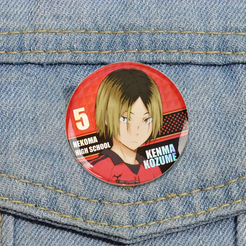 32/44/58mm Hot Sale Anime Japonês Haikyuu Tinplate Pins Mochila Engraçado Broche Emblemas Shoyo Hinata Timeskip Sakusa Atsumu Presente Periférico