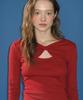 RONRON Knot Ribbon Slit Long Sleeve Red