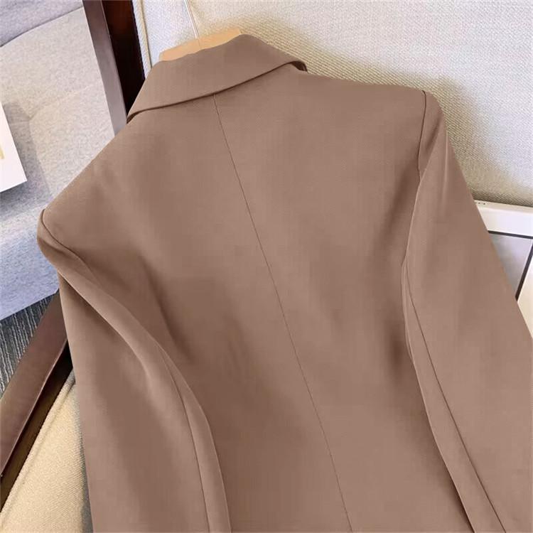 Women's Khaki Double-Breasted Suit Jacket - Spring/Autumn 2025 Street Style, Loose-Fit, Versatile, Casual.