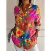 Women's Floral Graphics Elegant Vintage Tropical Printed Long Sleeve Shirt Casual Regular Tops Button Down Shirts Vintage Shirt
