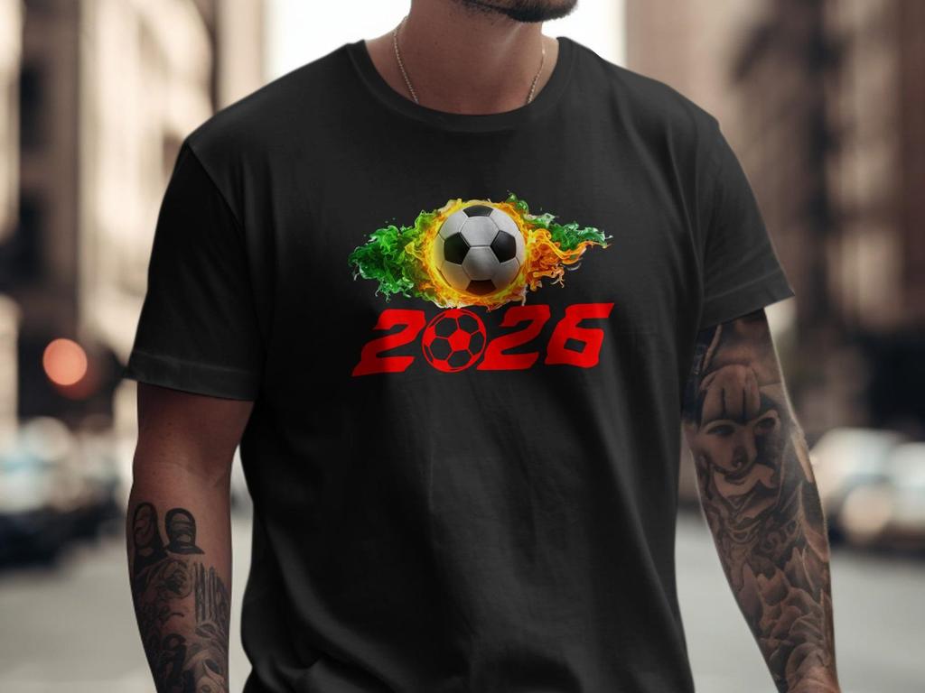 Soccer 2026 Fiery Ball T-Shirt | Commemorative Football Fan Tee