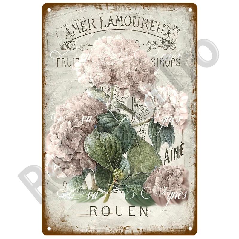 Flower Tin Sign Poster Garden Vintage Wall Poster Metal Sign Decorative Wall Plate Retro Plaque Metal Vintage Decor Accessories