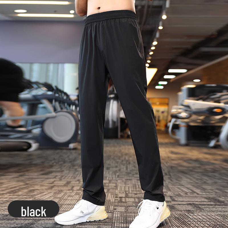 

Мужские легкие быстросохнущие брюки для бега и фитнеса - микроэластичные прямого кроя, весенний стиль L чёрный