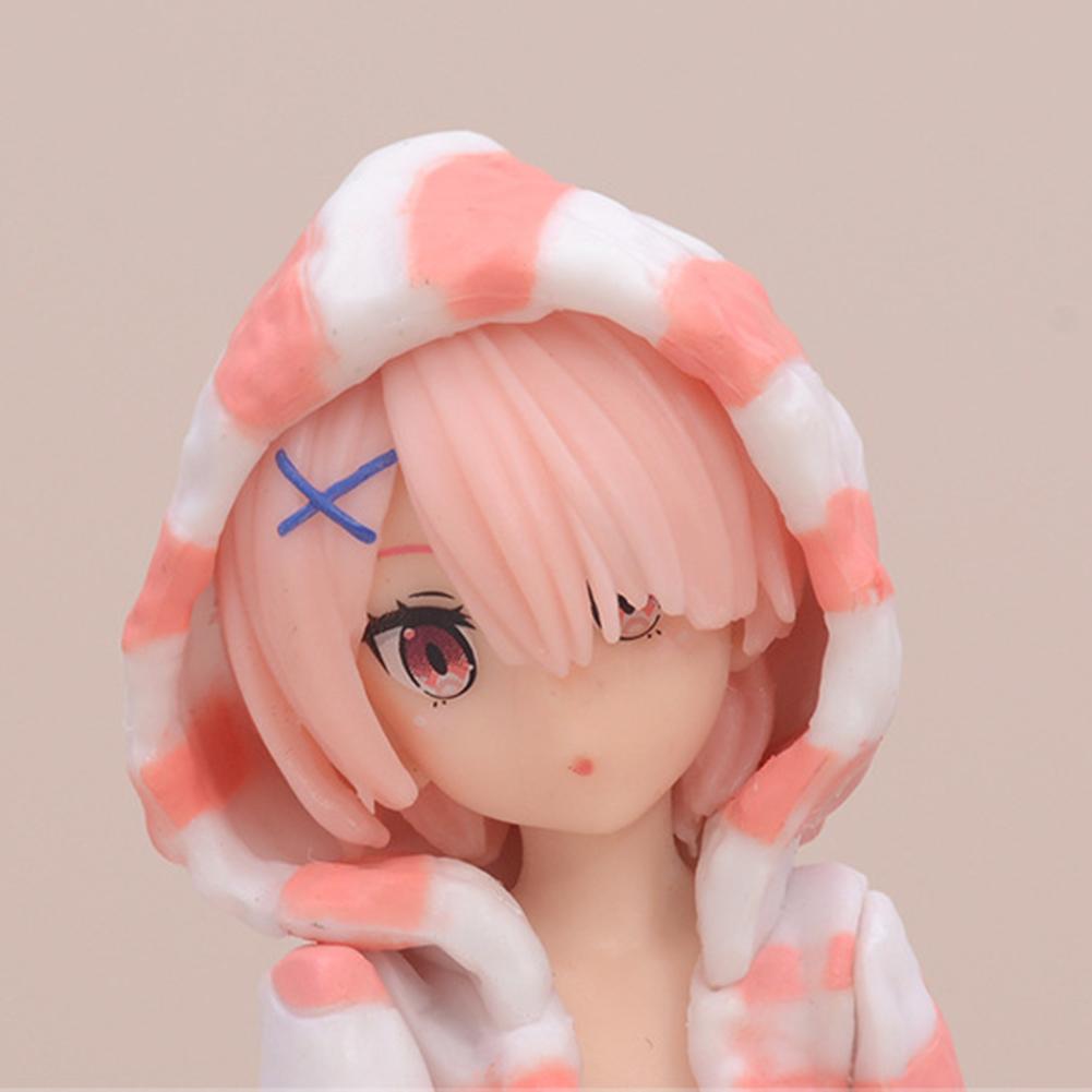 Anime Rem/Ram Figure Sitting pose  Instant Noodles Press Action Figure Swimsuit Model Desktop Ornaments Collection toy Gifts